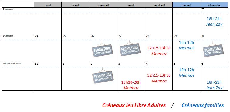 Vacances de Noël 2018