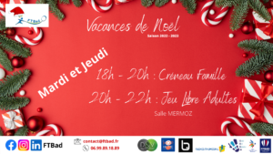 Créneaux vacances de Noël