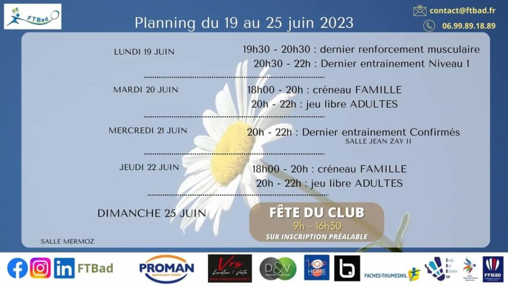 planning spécial du 19 au 25 juin 2023