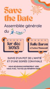 SAVE THE DATE – 1er décembre – AG et Soirée du club