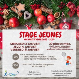 Stage d’hiver pour les jeunes – 3 au 5 janvier